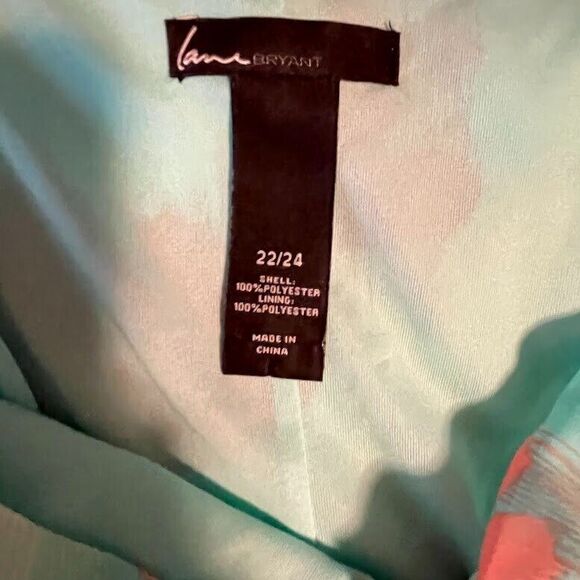 Lane Bryant Tropicalcore Beachy Turquoise/Multicolored Flowers Hi-Lo Sundress 3X - Picture 3 of 4